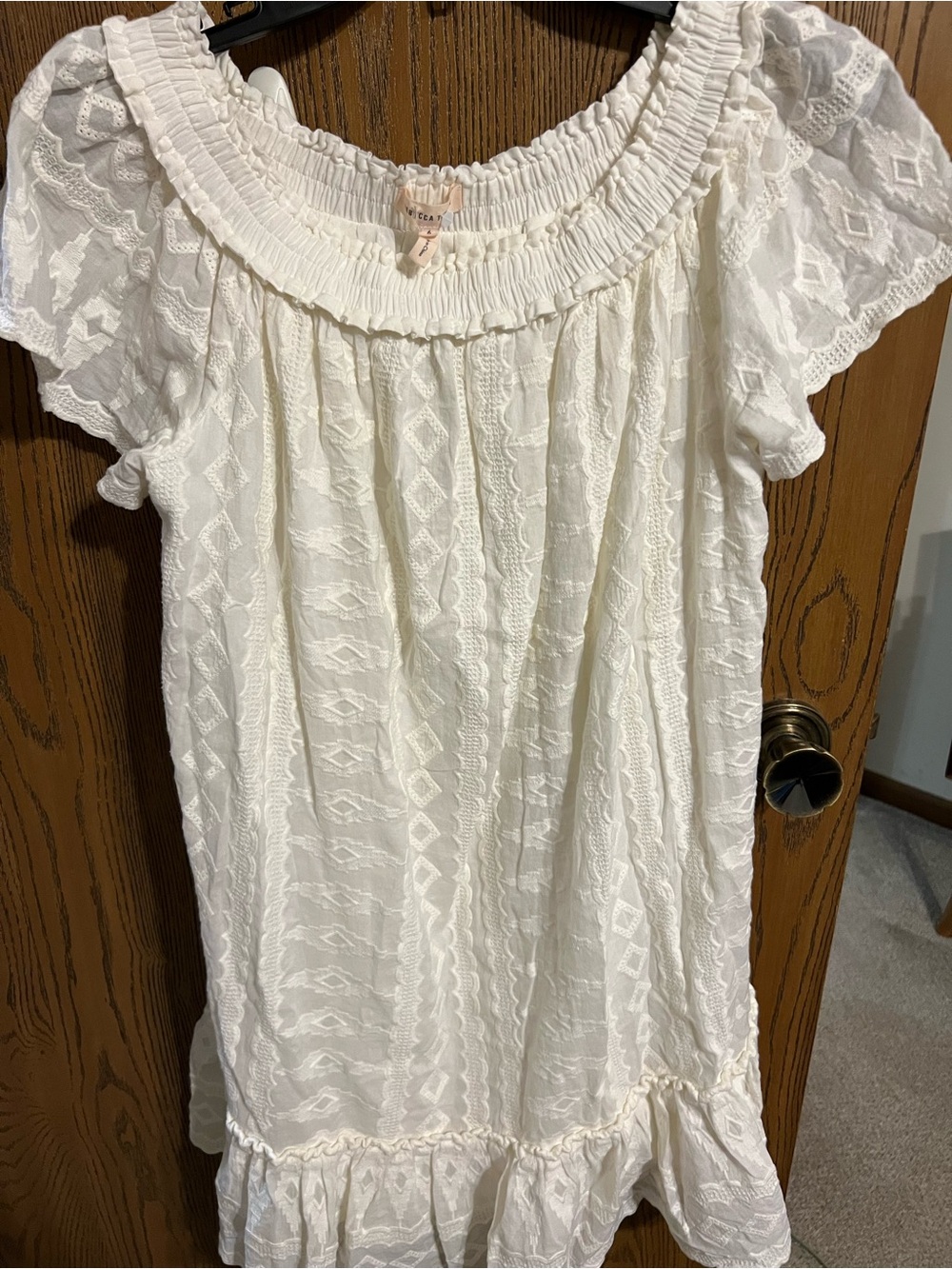 Rebecca Taylor Cream Smocked Dress